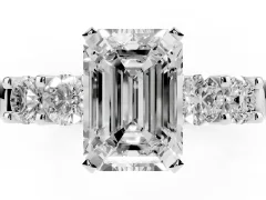 Emerald Cut Diamond Five-Stone Prong Set Engagement Ring Set in Platinum with Channel Band