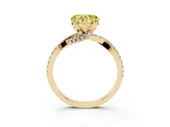 Fancy Yellow Heart Cut Diamond Twist Pavé Solitaire Engagement Ring Set in Yellow gold with Prong Setting