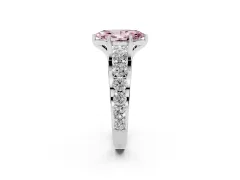 Fancy Pink Marquise Cut Diamond Pavé Engagement Ring Set in Platinum with Prong Setting