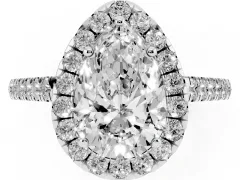 Pear Cut Diamond Halo Pavé Engagement Ring Set in White gold with Prong Setting
