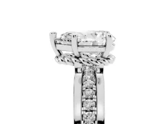 Pear Cut Diamond Solitaire Ring Set in White gold with Channel Set Band and Prong Setting