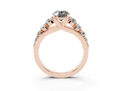 Fancy Black Oval Cut Diamond Solitaire Ring Set in Rose gold with Pavé-Set Band and Prong Setting