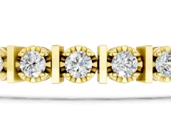 Round Diamond Channel Set Tennis Bracelet Set in Yellow gold with Prong Setting