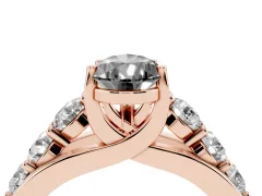 Fancy Black Pear Cut Diamond Pavé Engagement Ring Set in Rose gold with Prong Setting