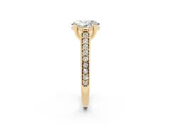 Oval Cut Diamond Prong Set Solitaire Engagement Ring Set in Yellow gold with Pavé Band