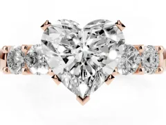 Heart Cut Diamond Five-Stone Prong Set Engagement Ring Set in Rose gold with Channel Band