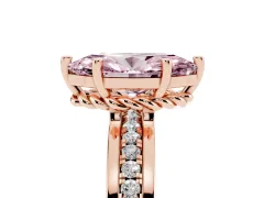 Fancy Pink Marquise Cut Diamond Solitaire Ring Set in Rose gold with Channel Set Band and Prong Setting