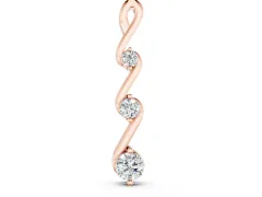 Three-Stone Round Diamond Twist Pendant Set in Rose gold with Prong Setting