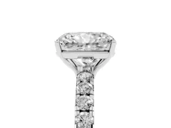Radiant Cut Diamond Pavé Solitaire Engagement Ring Set in Platinum with Prong Setting