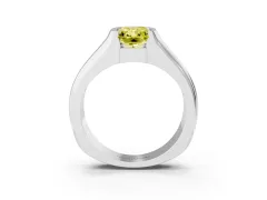 Fancy Yellow Radiant Cut Diamond Bezel Solitaire Ring Set in White gold with Wide Band