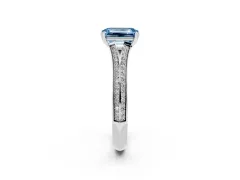 Fancy Blue Emerald Cut Diamond Split Shank Pavé Engagement Ring Set in Silver with Prong-Set Center Stone