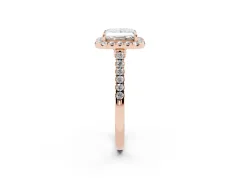 Princess Cut Diamond Halo Pavé Engagement Ring Set in Rose gold with Prong Setting