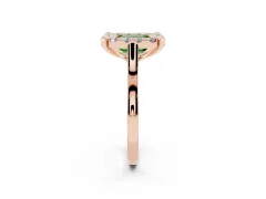 Fancy Green Emerald Cut Diamond Cluster Halo Solitaire Ring Set in Rose gold with Prong Setting