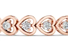 Heart Shape Diamond Tennis Bracelet Set in Rose gold with Channel Setting and Prong-Set Stones