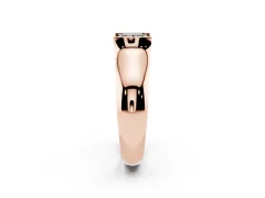Fancy Black Princess Cut Diamond Bezel Solitaire Ring Set in Rose gold with Wide Band