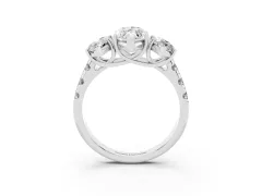 Marquise Cut Diamond Three-Stone Ring Set in Platinum with Pavé Band
