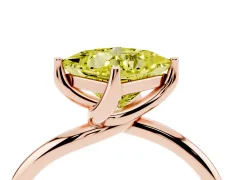 Fancy Yellow Princess Cut Diamond Solitaire Engagement Ring Set in Rose gold with Classic Plain Band