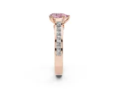 Fancy Pink Pear Cut Diamond Channel Set Solitaire Engagement Ring Set in Rose gold with Prong Setting