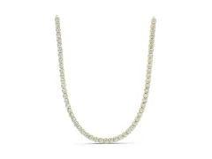 Round Diamond Tennis Necklace Set in Yellow gold with Four-Prong Setting