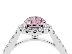Fancy Pink Pear Cut Diamond Halo Pavé Engagement Ring Set in Silver with Prong Setting