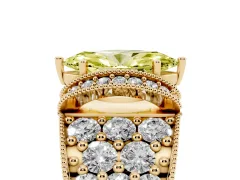 Fancy Yellow Marquise Cut Diamond Milgrain Halo Pavé Engagement Ring Set in Yellow gold with Prong Setting
