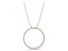 Round Cut Diamond Eternity Circle Pendant Set in Rose gold with Prong-Set Stones