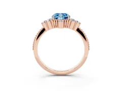 Fancy Blue Cushion Cut Diamond Cluster Ring Set in Rose gold with Beaded Band