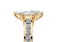 Marquise Cut Diamond Channel Set Solitaire Engagement Ring Set in Yellow gold with Prong Setting