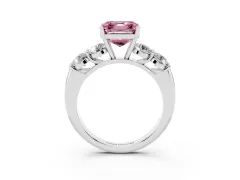 Fancy Pink Asscher Cut Diamond Five-Stone Prong Set Ring Set in Silver with Classic Band