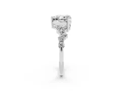 Heart Cut Diamond Ring Set in Platinum with Scattered Round Accents