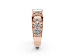 Princess Cut Diamond Milgrain Halo Pavé Engagement Ring Set in Rose gold with Prong Setting