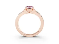 Fancy Pink Emerald Cut Diamond Wide Channel Set Band Ring Set in Rose gold with Bezel Setting