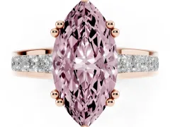 Fancy Pink Marquise Cut Diamond Channel Set Solitaire Engagement Ring Set in Rose gold with Prong Setting
