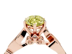 Fancy Yellow Marquise Cut Diamond Vine Band Solitaire Ring Set in Rose gold with Milgrain Prong Setting