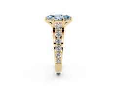 Fancy Blue Marquise Cut Diamond Pavé Engagement Ring Set in Yellow gold with Prong Setting