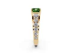 Fancy Green Princess Cut Diamond Pavé Engagement Ring Set in Yellow gold with Prong Setting
