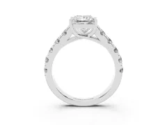 Princess Cut Diamond Solitaire Ring Set in Silver with Cut-Down Micro Pavé Band and Prong Setting