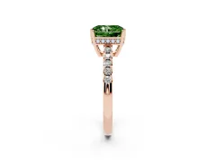 Fancy Green Radiant Cut Diamond Solitaire Engagement Ring Set in Rose gold with Pavé Band and Prong Setting
