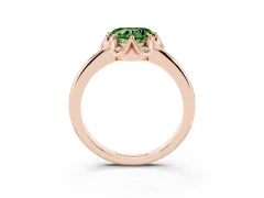 Fancy Green Heart Cut Diamond Round Cluster Halo Ring Set in Rose gold with Solitaire Band and Prong Setting