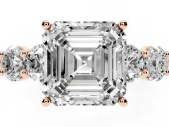 Asscher Cut Diamond Five-Stone Prong Set Ring Set in Rose gold with Classic Band