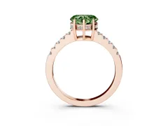 Fancy Green Heart Cut Diamond Solitaire Engagement Ring Set in Rose gold with Pavé Band and Prong Setting