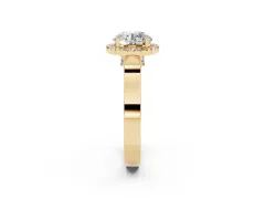 Round Cut Diamond Halo Ring Set in Yellow gold with Pavé-Lined Split Shank Band