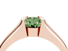 Fancy Green Pear Cut Diamond Bezel Solitaire Ring Set in Rose gold with Wide Band