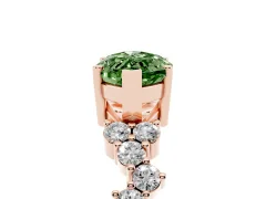 Fancy Green Marquise Cut Diamond Ring Set in Rose gold with Scattered Round Accents