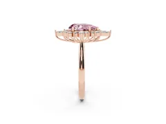 Fancy Pink Pear Cut Diamond Cluster Halo Ring Set in Rose gold with Marquise and Round Accents