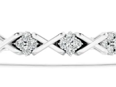 Round Diamond Prong-Set Tennis Bracelet Set in Silver with X-Link Band