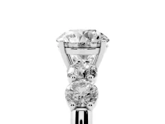 Round Cut Diamond Five-Stone Prong Set Ring Set in White gold with Classic Band