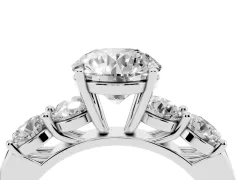 Round Cut Diamond Five-Stone Prong Set Ring Set in Silver with Classic Band