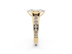 Marquise Cut Diamond Bezel-Set Solitaire Ring Set in Yellow gold with Channel-Set Band