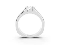 Pear Cut Diamond Bezel Solitaire Ring Set in Silver with Wide Band